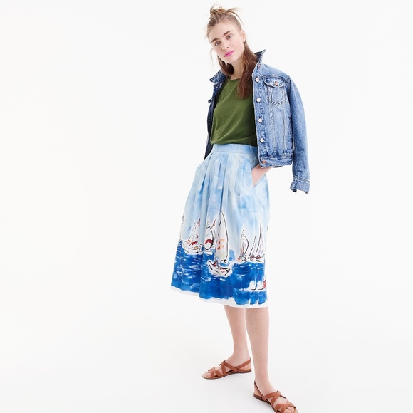 J. Crew Blue and White Midi Skirt - Picture 5 of 8